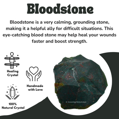 Amazing Gemstone Bloodstone Raw Crystals and Healing Stones, Natural Rocks for Tumbling - DIY Raw Stones and Crystals, 2 Pieces