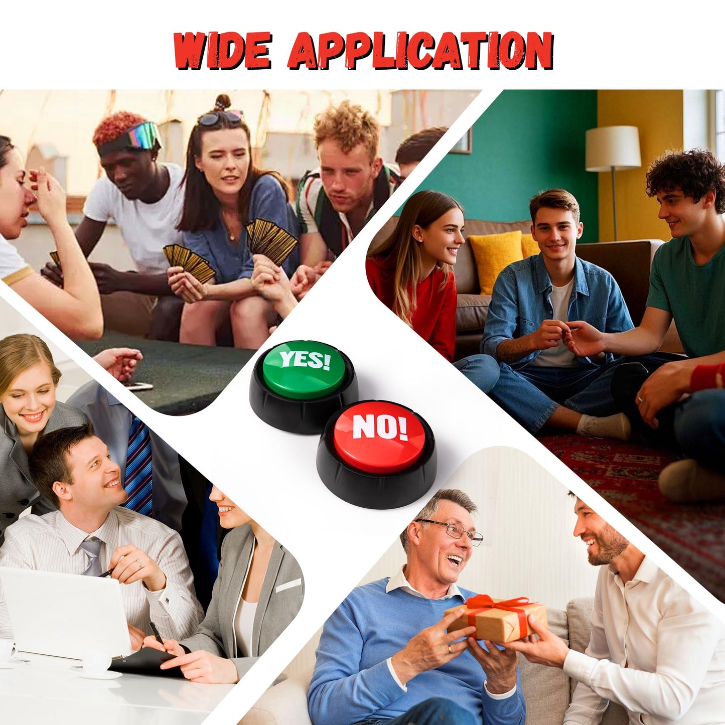 Loudmore Yes Button and No Button with Sound 2 Pack Buzzers for Trivia Games and Family Game Answer Buzzers for Classroom Parties, Games, Office Stress Relief