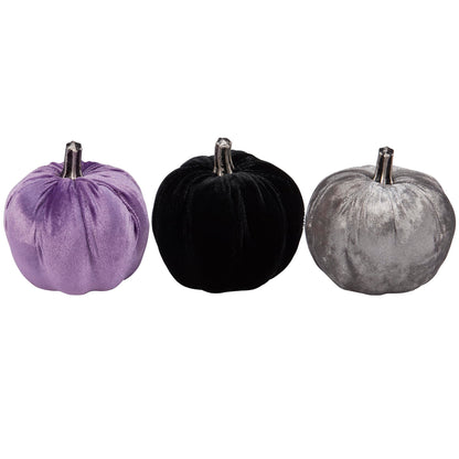 Primitives by Kathy Seasonal Home Decor 3-Piece Moody Velvet Pumpkin Set, Halloween Decor, Home Accents