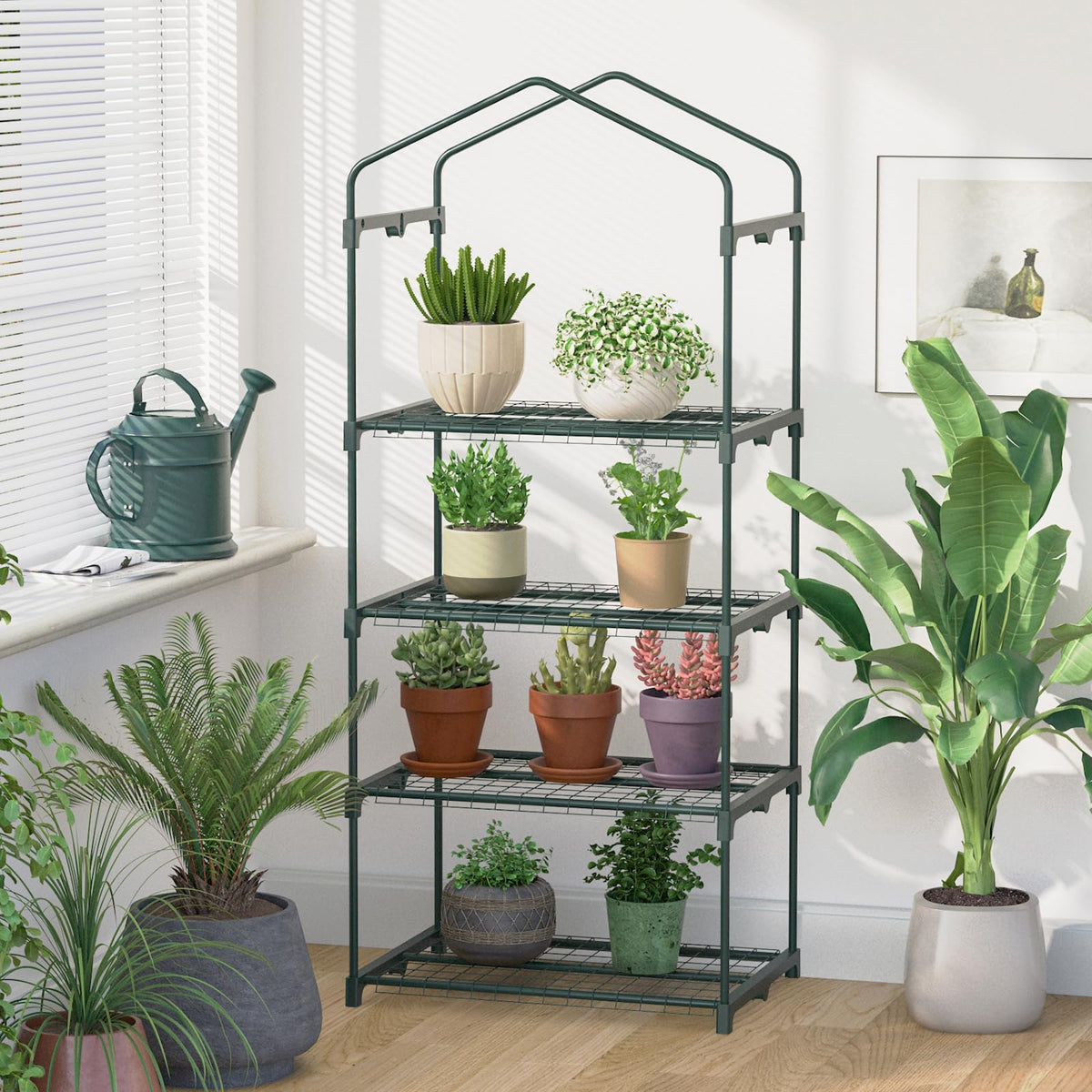 TianC beauty Greenhouse for Indoor Outdoor, Small Plastic Plant Green House 4-Tier Rack Stand Portable Greenhouses with Durable PE Cover for Seedling