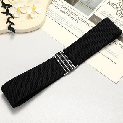 Womens Wide Elastic Waist Cinch Belt - Stretchy Vintage Trimmer Belt for Dresses
