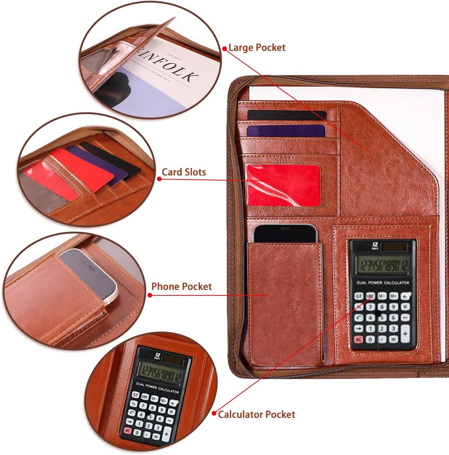 Personalized Portfolio Organizer for Coworkers, Customized Portfolio Planner, Men Leather Padfolio, Padfolio with Zip Closure, Gift for Employees, Gift for Men Husband Father Son Him, Father's Day Dad