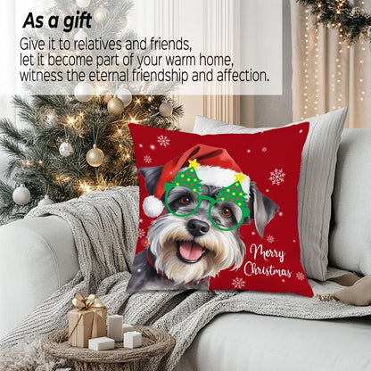 sdfkmlcdl Christmas Schnauzer Pillow Covers 18x18, Schnauzer Gifts for Women Men, Merry Christmas Dog Snowflake Decorative Throw Pillow Covers for Home Bedroom Living Room Sofa