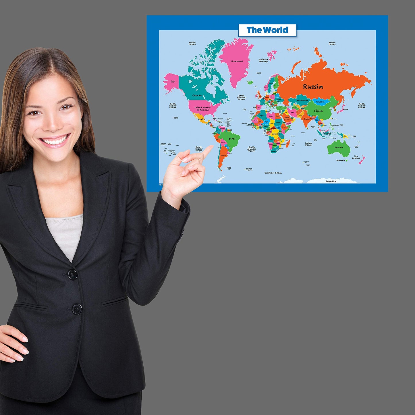 3 Pack - USA & World Map for Kids + Solar System Poster Set (LAMINATED, 18" X 24")