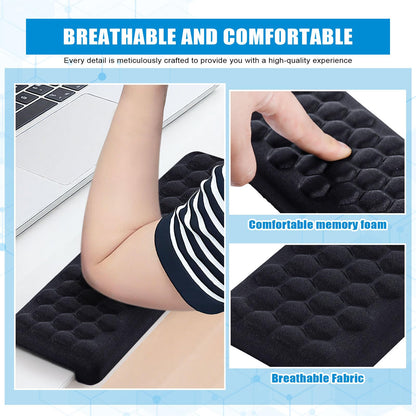 L-Shaped Desk Elbow Pads (2-Pack) - Adjustable Spacing Memory Foam Desk Edge Cushion for Forearm & Wrist Support, Ergonomic Desk Arm Rest for Office, Gaming & Home