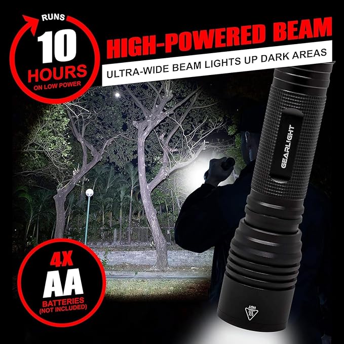 LED Flashlight High Lumens, Tactical Flashlight Battery Powered (Batteries Not Included), Bright Handheld Flashlight for Camping, Hunting, Home, Security, Hiking, Walking at Night & Emergency Use