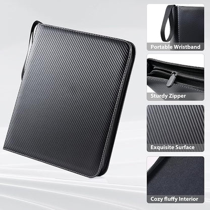 WOT I Trading Card Binder, 630 Pockets Sleeves with Zipper, Double Sided Pockets Card Holder Carry Case for Baseball Card, Football Card