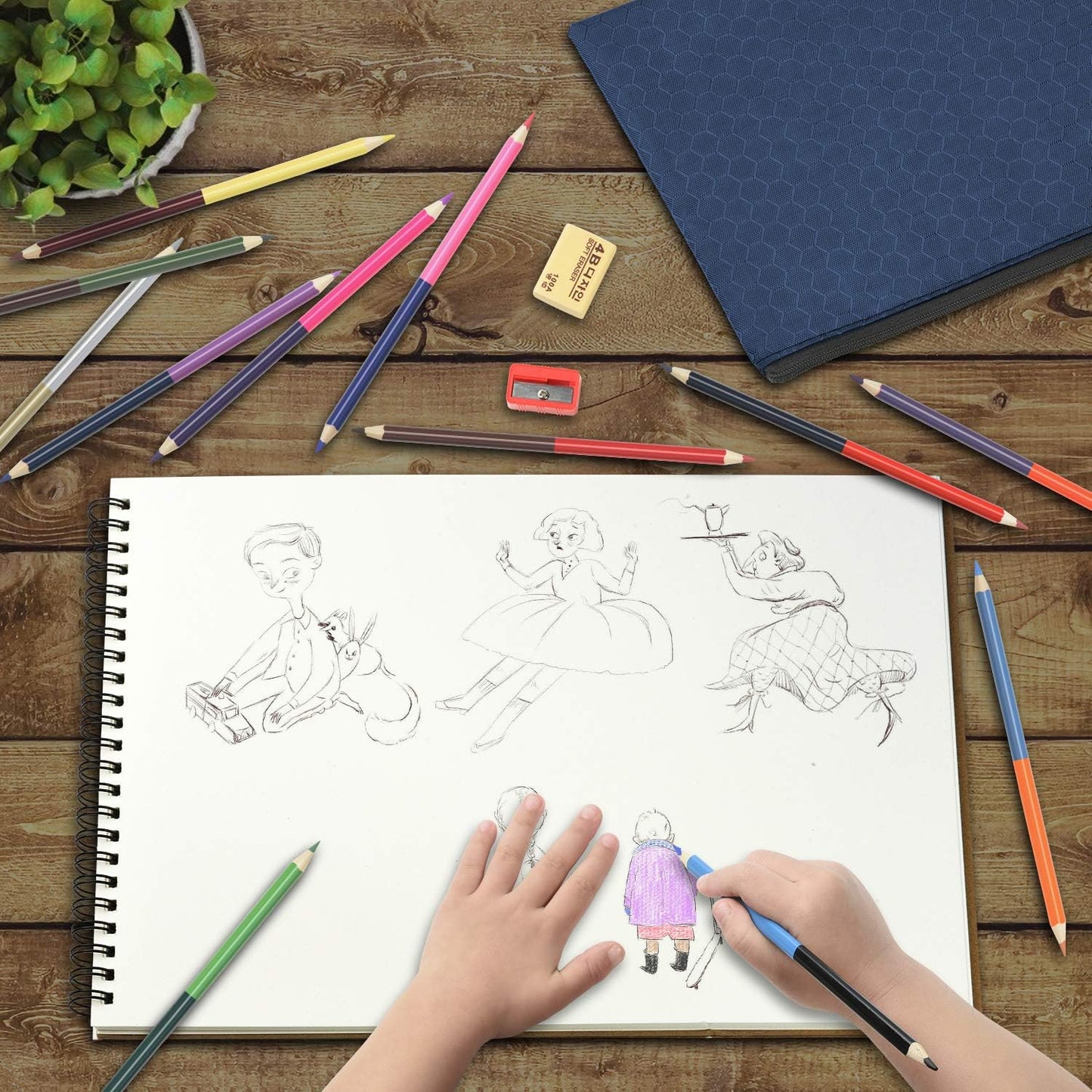 HomeMall Drawing Sketching Pencils Set, 37 Packs Art Kit with Sketchbook Draw Pencils Dual Ended Color Pencil Eraser Sharpener Pencil Bag for Kids Adults and Art Beginners…