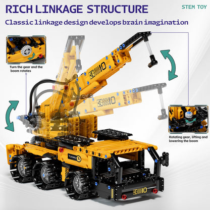 DOLIVE 5 in 1 STEM Building Block Set, App & Remote Control Construction Vehicle Kit, DIY Excavator Crane Truck Bulldozer Roller, Educational Birthday Gift for Kids 8-14 Years Old