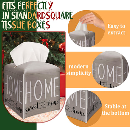 Brown Home Decor Tissue Box Cover Modern Square Leather Tissue Case Holder Gifts for Women Family and Friends, Decorative Holder/Organizer for Bathroom Kitchen Nightstand Office Home - B52