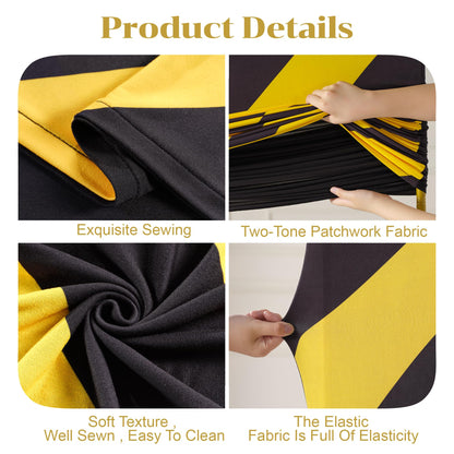6.6FT Arch Cover Black and Yellow Stripe Bakcdrop Cover Spandex Arch Stand Cover Reversible Striped Arch Backdrop for Baby Shower Birthday Boys Gender Reveal Construction Theme Party Photo Background