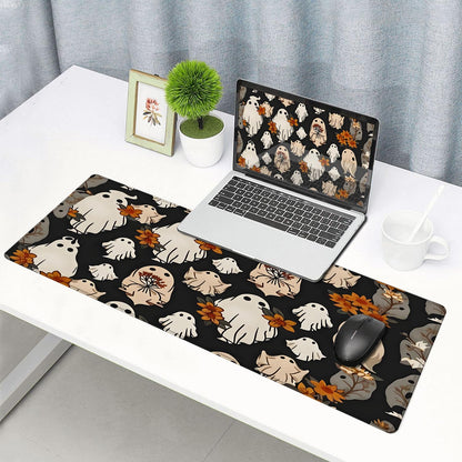 Large Gaming Mouse pad,Halloween Ghost Flowers Cute Anti Slip Rubber Base Mouse pad, Suitable for Computer, Laptop, Office Desk Accessories