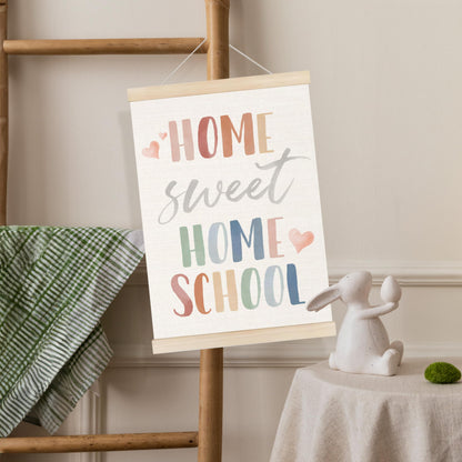 Koesus Home Sweet Homeschool Wall Art Poster Hanger Frame 12x16 Inch, Boho Educational Canvas Pictures Prints Framed Wall Decor for Homeschool Classroom Toddler Kids Room Bedroom Nursery