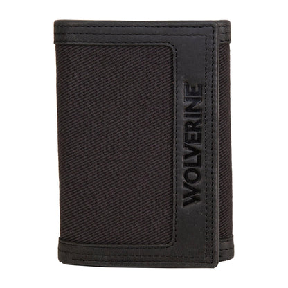WOLVERINE Men's Trifold Wallet | RFID Blocking | Work, Canvas/Leather-Black/Grey, One Size