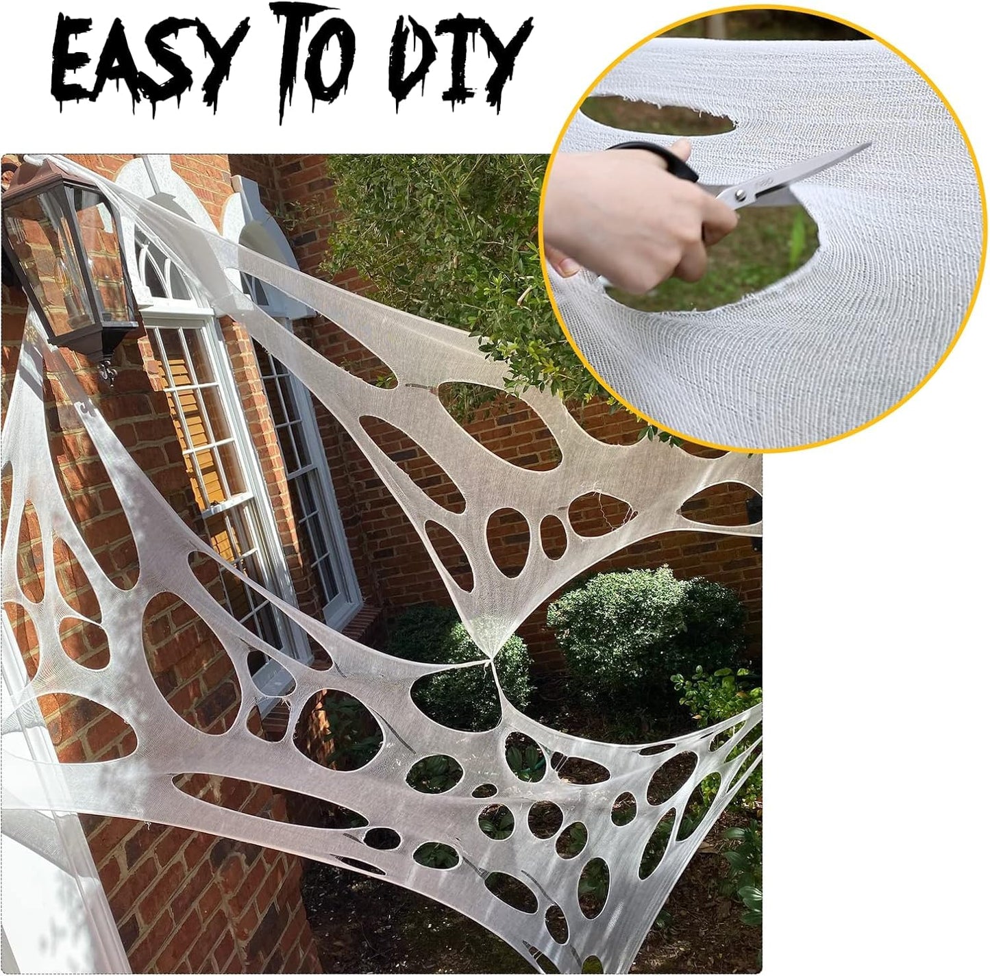 DAZONGE 2 Packs Spider Webs Halloween Decorations Outdoor, 900sqft Stretchy Spider Webbing for Halloween Decor, Spooky Spider Web Decorations for Hunted House Halloween Party
