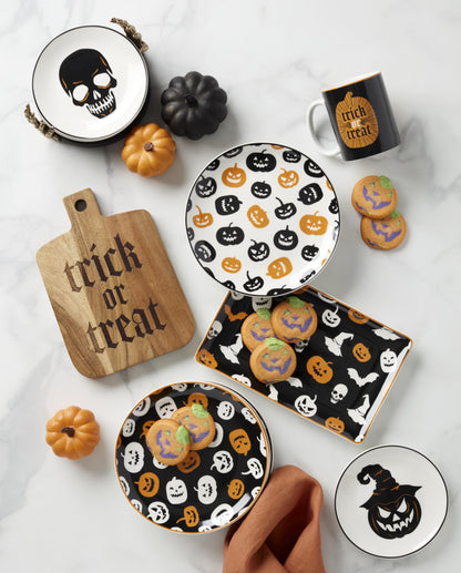 Oneida Coffee Mugs, Vintro Halloween Trick or Trick 10 Oz Mugs Set of 4, Porcelain, Spooky Drinkware Set, Dishwasher Safe, Microwave Safe, Halloween Decor Indoor, Pumpkin Decor (Orange/Black, 4 Piece)