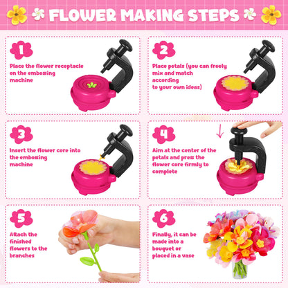 Fabric Flower Bouquets Toys, DIY Craft Kits Toys for Kids - Flowers Market Toy, Build Your Flower Bouquet, Arts & Crafts for 4+ Year Toddler Girl, Educational Activity Preschool B-Day Gifts
