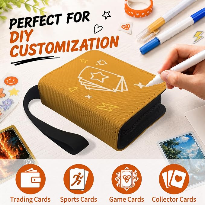 1 Pocket Card Binder with Zipper, 100 Pockets Mini Trading Card Album, Premium PU Leather Single Card Binder, Small Display Folder for TCG & Sports Cards