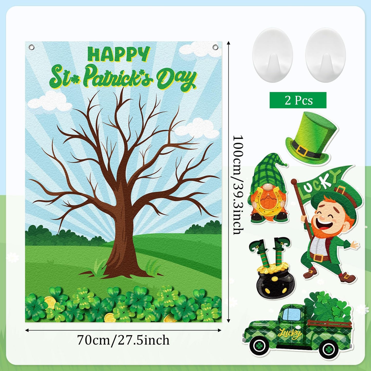 Cinrobiye St. Patrick's Day Shamrock Felt Tree Bulletin Board Kit DIY Classroom Church Religious Crafts Irish Holiday Decorations Kids Activity Supplies
