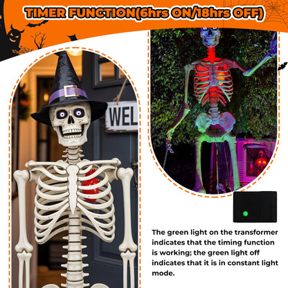Light Up Valentines Skeleton Heart Decorations, Realistic Beating Heart Lighs, Glow in The Dark Skeleton Lights Plug in with 16.4FT Power Cord for Home Party Decor