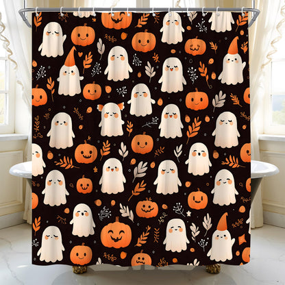 ASVEAS Halloween Ghost Cute Pumpkin Shower Curtain for Bathroom, 70x70 Inch