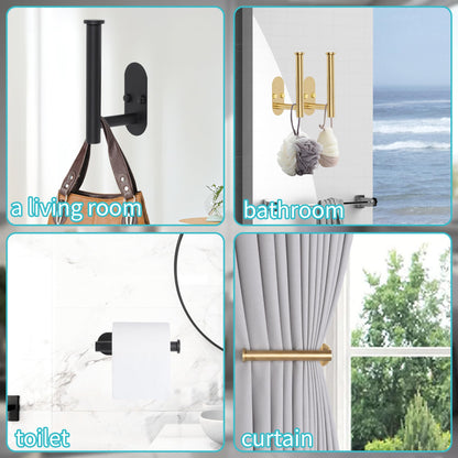 Yagoo 4 Pcs Adhesive Curtain Holdbacks，Screw-in Curtain Tie Backs Curtain Holders Tiebacks Curtain Hooks for Wall Mounted Curtain Pull Backs for Home Decor Drapes (4, Black)