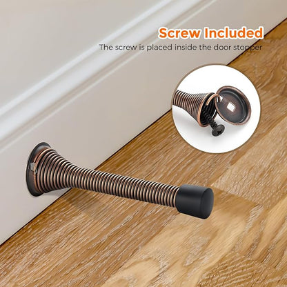 Ravinte Door Stoppers, 6 Pack Spring Door Stops with Rubber Bumper, Oil Rubbed Bronze Door Stoppers for Bottom of Door