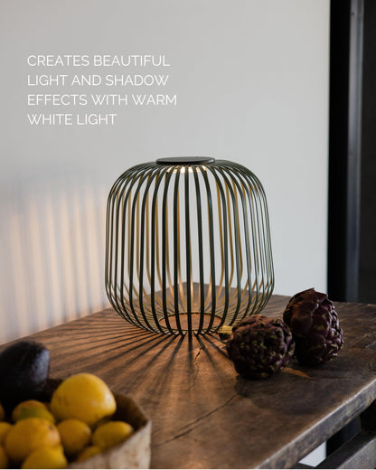 LUUK Studio Solis Wireless Solar LED Lamp, Warm White, 3 Level Dimmable, 48 Hours, Indoor & Outdoor Lantern, USB-C Rechargeable, Bedroom or Living Room, Calm Minimalist Look, Sage Green, Size L