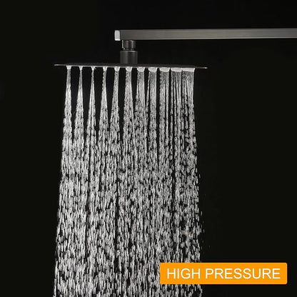 BESy 10 Inch Rain Shower Head, 10" Square Rainfall & High Pressure Stainless Steel Bath Showerhead, 1/16" Ultra Thin, Waterfall Full Body Coverage with Silicone Nozzle, Oil Rubbed Bronze Finish