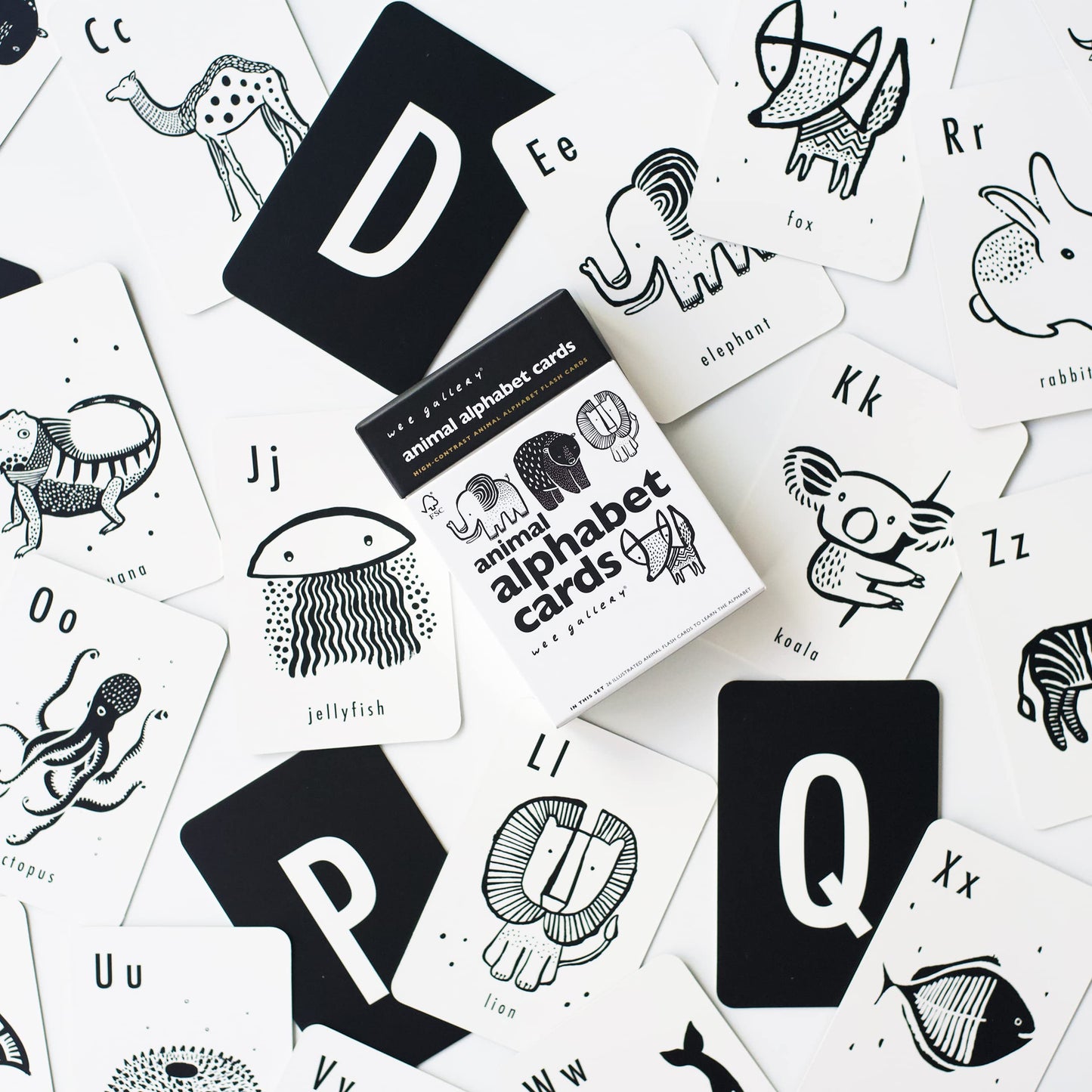 Wee Gallery High Contrast Alphabet Cards Letter Flash Cards, ABC Flashcards for Toddlers, Preschool Large Alphabet Flash Cards