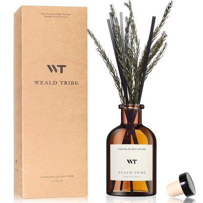 WEALD TRIBE Flower Reed Diffuser Set Vanilla Cinnamon Scent for Bathroom Air Fresheners | 4.0 fl oz Essential Oils with Sticks Home Fragrance Defusers | House Bedroom Office Shelf Decor & Gift