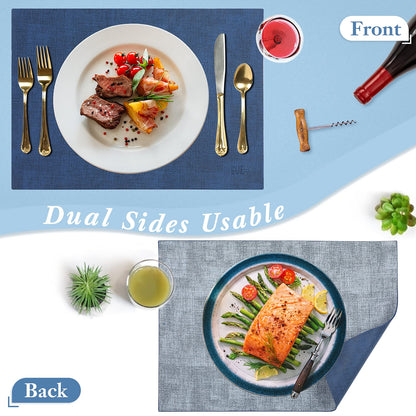 SUEH DESIGN Leather Placemats Set of 6 Reversible Table Mats Heat Resistant Waterproof No-Slip Place Mats for Dining Table Kitchen Parties