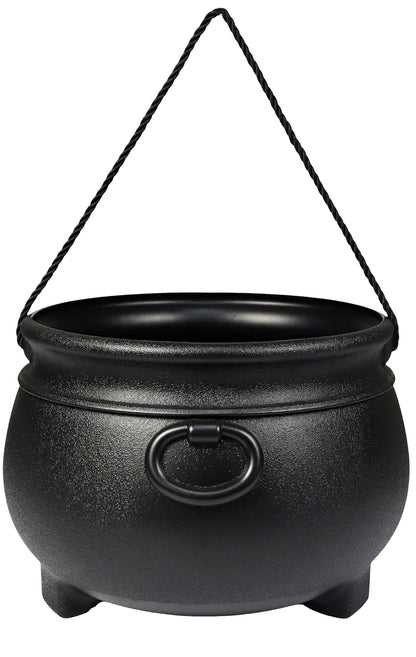 GIFTEXPRESS 12" Black Cauldron - Large Plastic St. Patrick's Day Pot of Gold Coin Party Bucket Decor - Halloween Witch Kettle For Candy, Treats & Punch Bowl