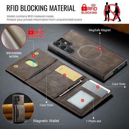 SZHAIYU K2 2 in 1 Detachable Magnetic Phone Cases Compatible with Samsun Galaxy S24 Ultra Case with Card Holder RFID Blocking, Compatible with Magsafe Wallet, Leather 6.8'' (S24 Ultra,Coffee)