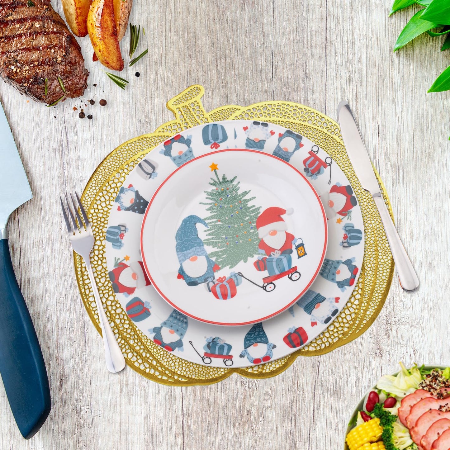 Pumpkin Placemats Set of 6, Gold Harvest Placemats Fall Thanksgiving Placemats Table Mats for Thanksgiving,Halloween and Party Table Decorations 15X15inch