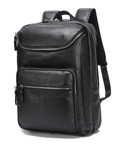 LANNSYNE Full Grain Leather Backpack For Men, 15.6" Leather Laptop Backpack Hiking Travel Bag Camping Rucksack