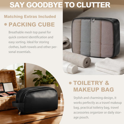 Large 3-in-1 Leather Duffle Bag for Travel Weekender Overnight Hospital Gym Bag for Men & Women, Carry On Airline Approved Personal Item Duffel Garment Bag Luggage with Shoe Compartment & Toiletry Bag