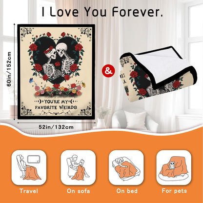 Ruicnte Anniversary Blanket for Him,Skull Lover Throw Blanket for Boyfriend Girlfriend,I Love You More Birthday Gift for Husband 60"X52",Christmas Valentines for Wife Skeleton Present