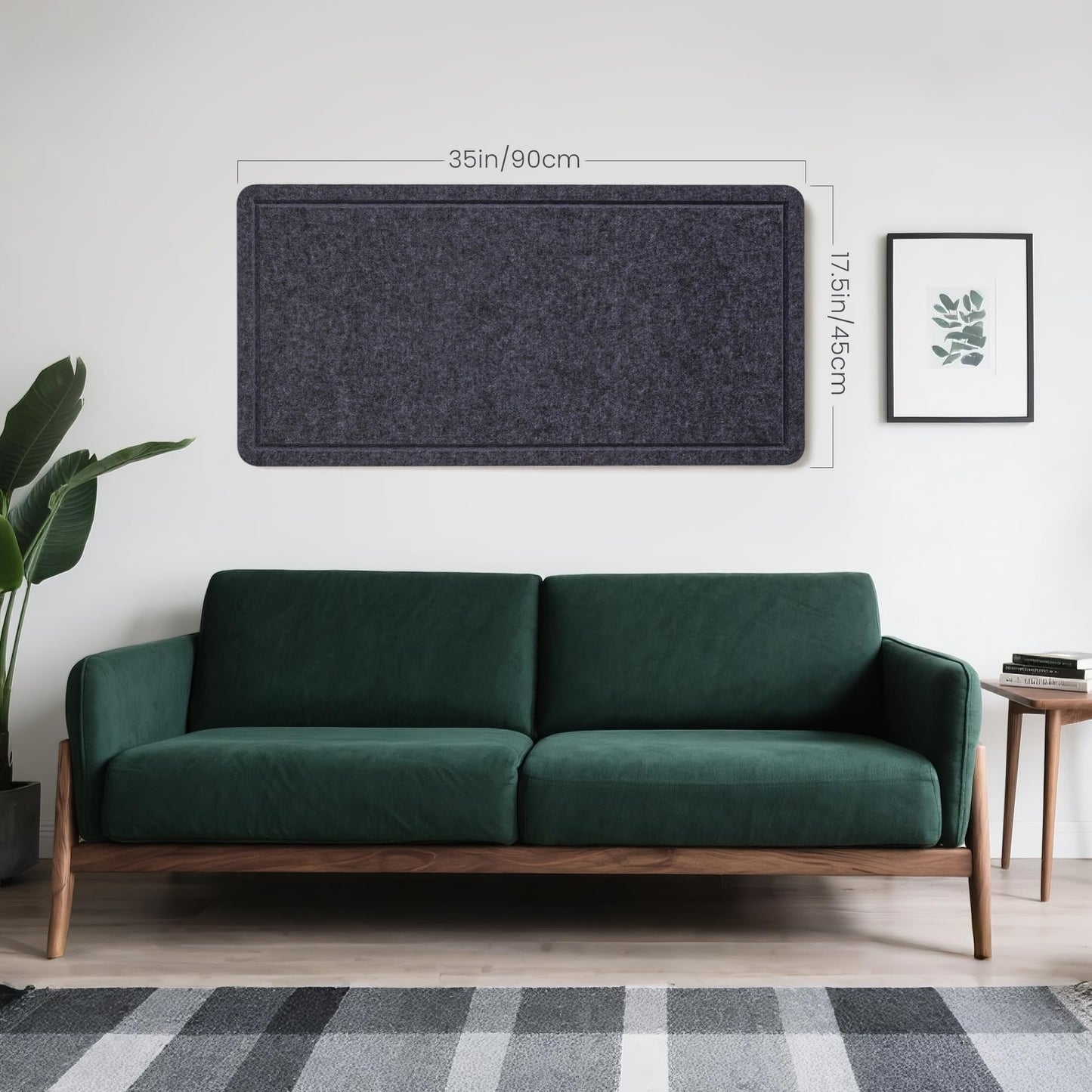 Lightomorrow Bulletin Board, 35 x 17 1/2 inches Felt Board - Decorative Pin Board, Cork Board Alternative for Wall, Foldable Self-Adhesive Vision Board Prayer Board with 20 Pushpins Dark Gray