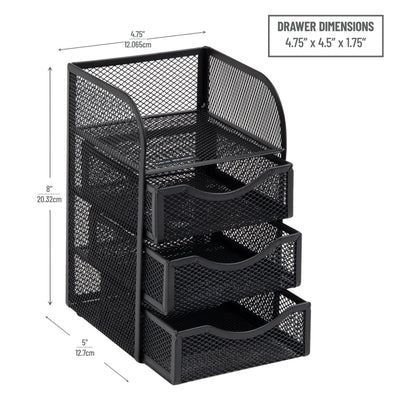Mind Reader Desktop Accessory Storage, Paper Binder Clip Basket, Workspace, Office, Metal Mesh, 4.75" L x 5" W x 8" H, Black (Pack of 6)