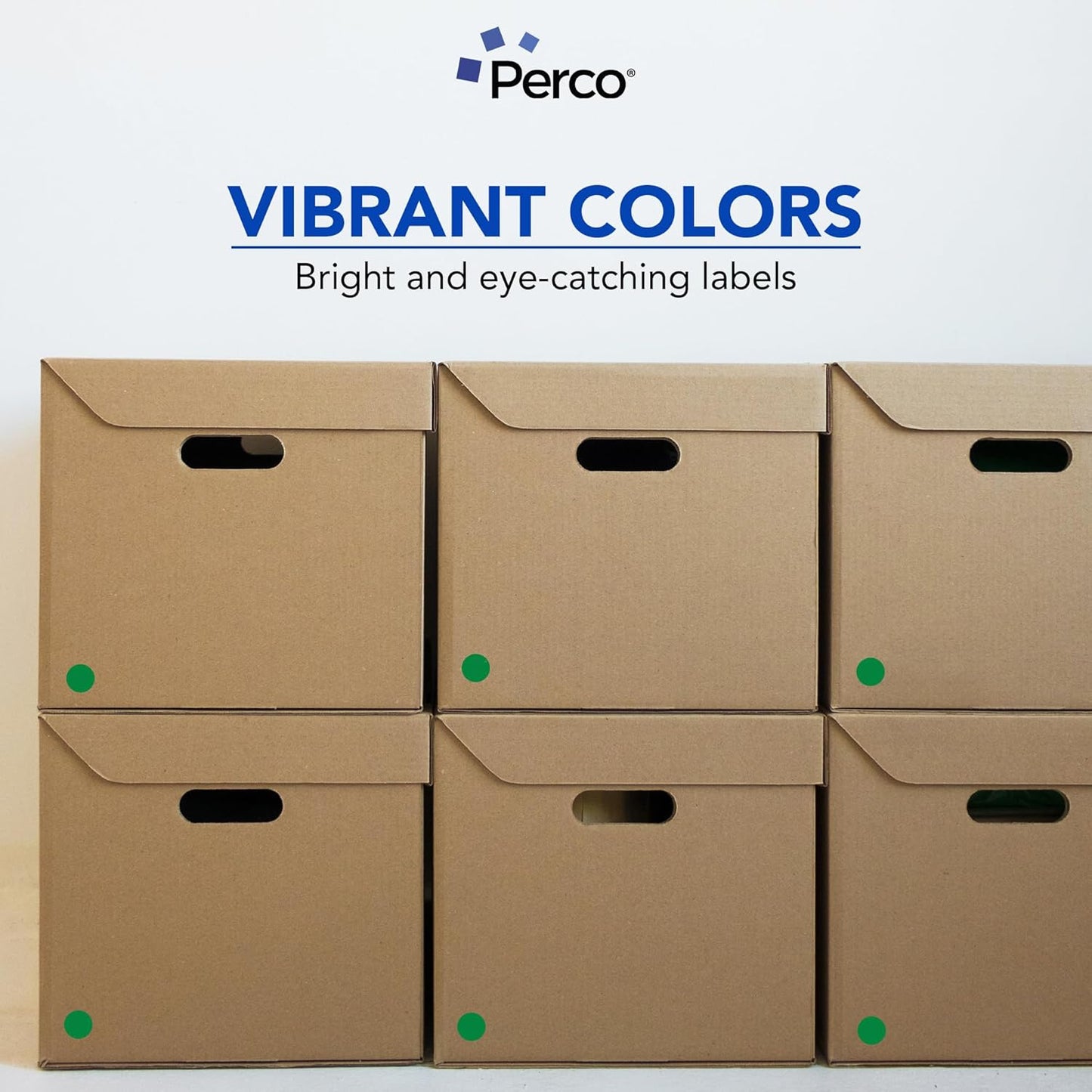 Perco Green 1-Inch Round Circle Dot Sticker Labels with Easy Peel Perforation - 1,000 Labels per Roll - Strong Adhesion, Vibrant Colors for Organizing, Crafting & More - Made in USA