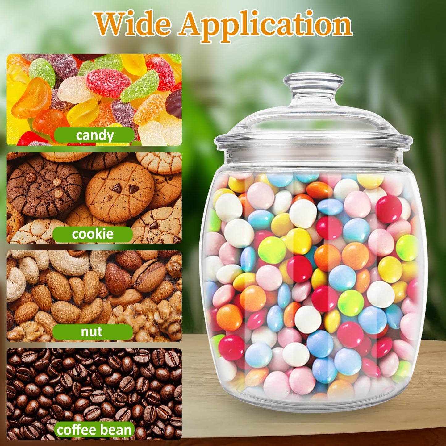 Dovesail 2 Pack 128 oz Candy & Cookie Jar Plastic Jars with Lids, Airtight Candy Jar Unbreakable, Decorative Kitchen Storage Jar, Clear Food Storage Canister for Pet Food