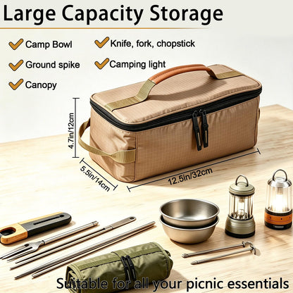 WINDCUBE Heavy Duty Outdoor Tool Bags for Men, Wear Resistant Tool Storage Bag with Adjustable Shoulder Strap, Durable & Waterproof Tool Organizer (Khaki)