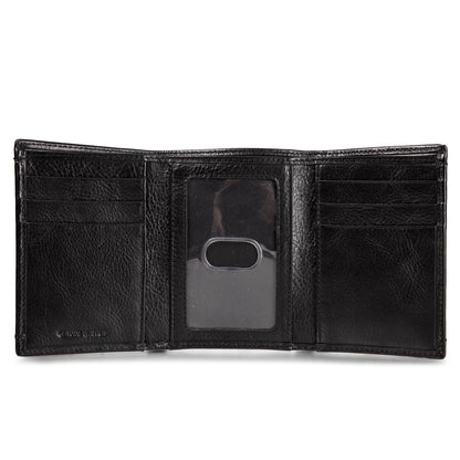 Lucky Brand Men's Smooth Leather Trifold Wallet - with RFID Blocking Lining, 6 Card Slots and Large Bill Pocket- Black