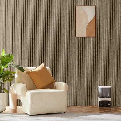 Large Cork Board for Office, 8 Pack Felt Wall Tiles with Slat Wall Paneling and Safe Removable Adhesive Tabs, Felt Bulletin Board Pin Board Cork Boards for Walls - Light Brown