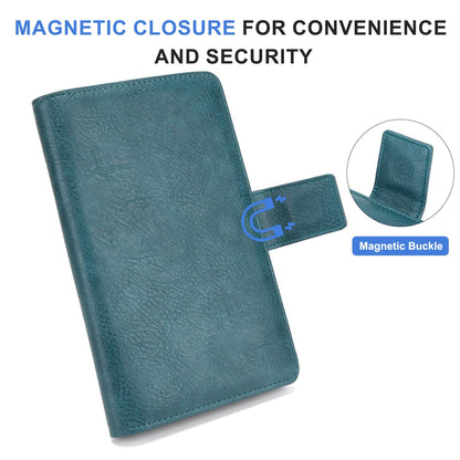 Server Book with Zipper Pocket and Magnetic Closure, Server Books for Waitress, Leather Waitstaff Organizer with High Volume Money Pocket, Fit Server Apron (Green)