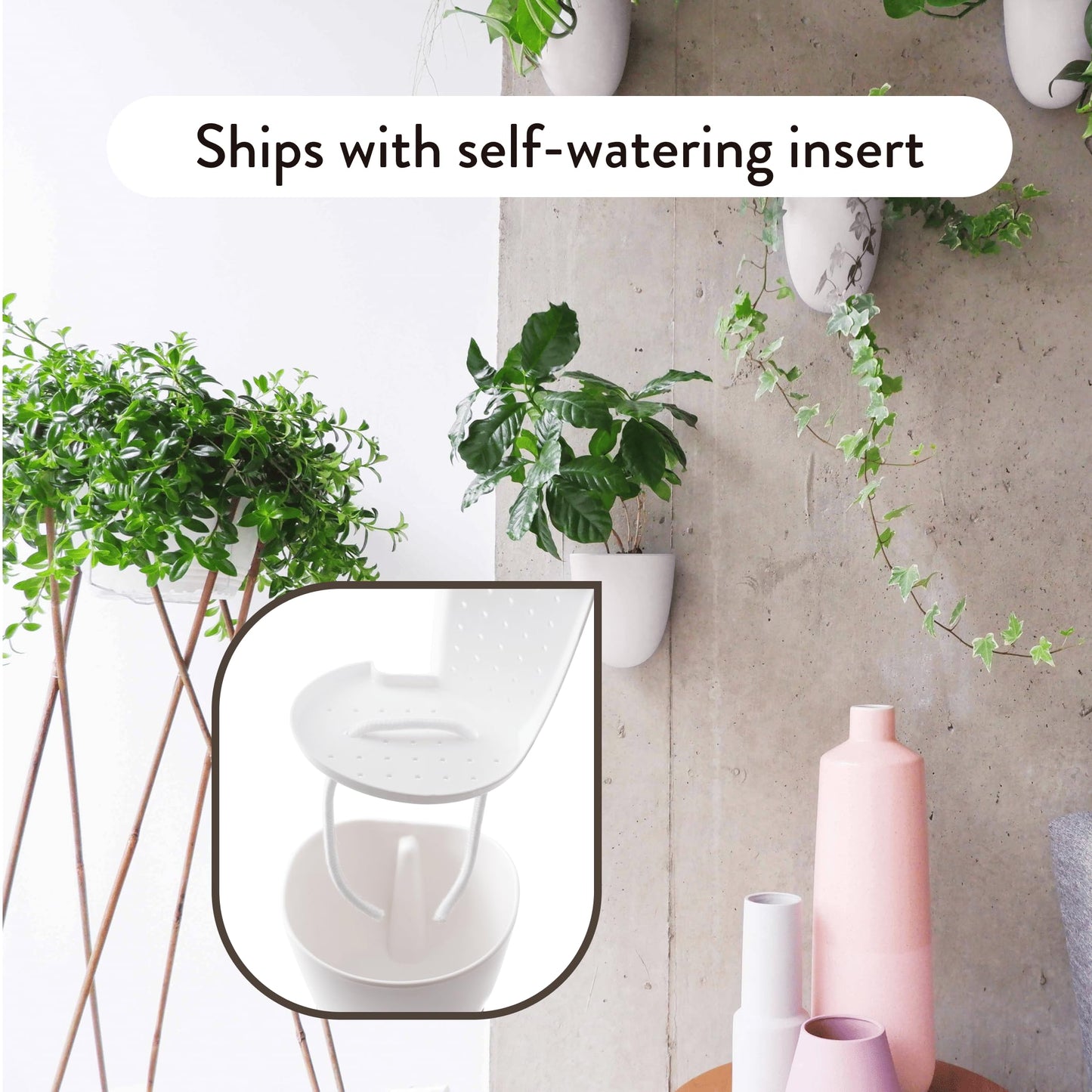 Make Good PlantPod Luxe - Self-Watering Wall Planters (Set of 6) - Easy to Water and Install - Lightweight - Design Your Own Vertical Garden - Wall Planters for Indoor Plants