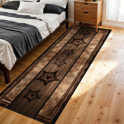 ZLXMN Machine Washable Western Runner Rug,2x6ft,Farmhouse Entrance Runner Rug,Black and Brown Star Hallway Rug Thin Indoor Runner Rugs with Rubber Backing Floor Mat Suitable for Kitchen Bedroom