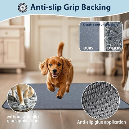 Washable Pee Pads for Dogs, 34x36 Reusable Puppy Pads with Fast Absorbent, Waterproof Reusable Pee Pads for Whelping, Traing, Incontinence and Potty, 3 Pack, Grey.