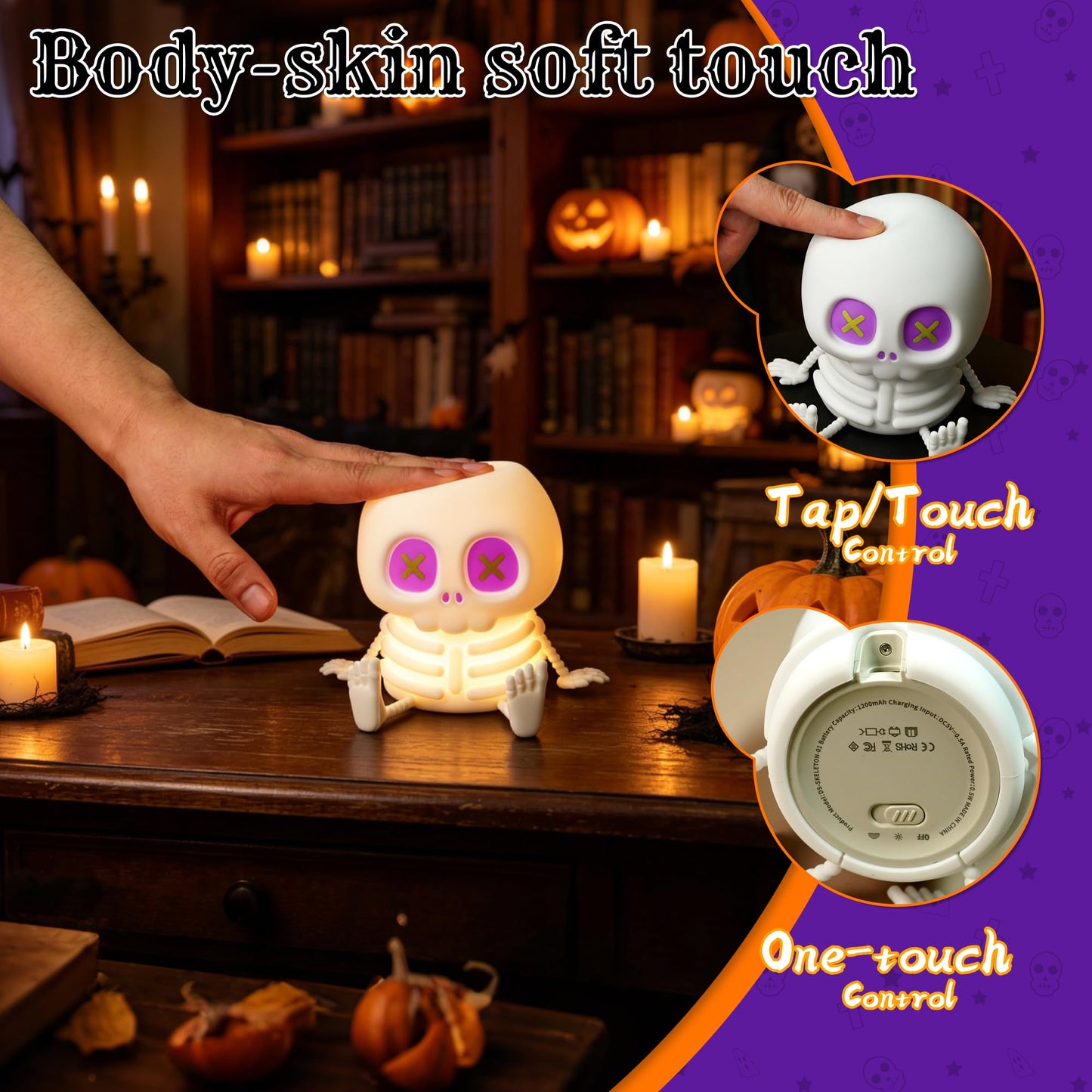 Skull Night Light for Kids Room, Skeleton Lamp,Halloween Decor Night Light